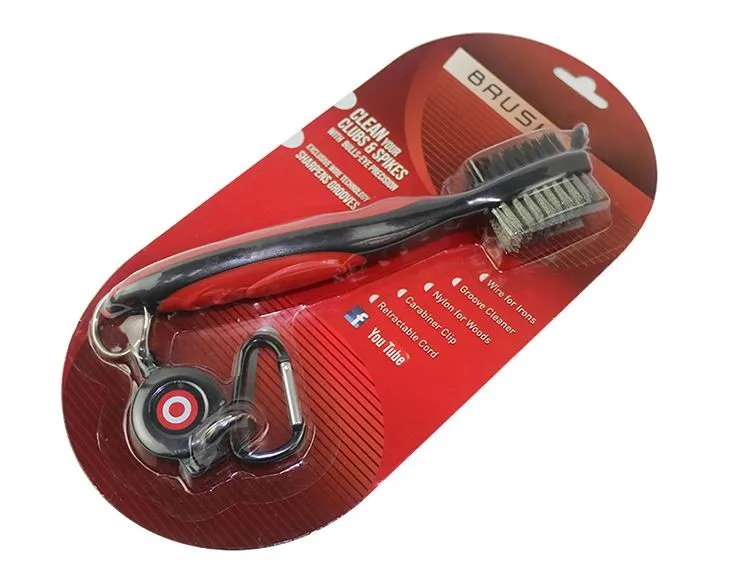 Deluxe golf brush with Groover& 2 FT RETRACTOR
