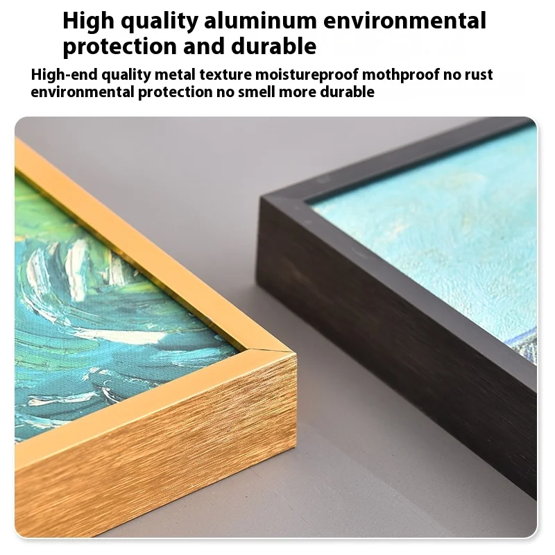 Simplified narrow edge aluminum alloy metal oil painting frame L-shaped mounting frame customized large-sized wall hanging frame