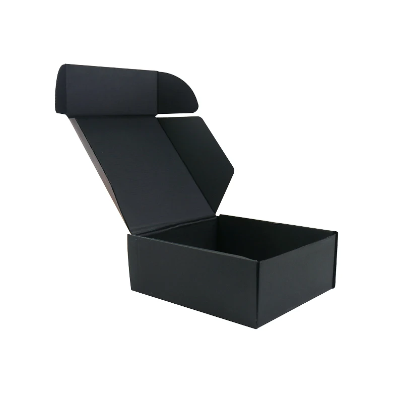 Custom Logo  Large Matte Biodegradable Ecommerce Shipping  Black Mailer Box Carton Corrugated Boxes
