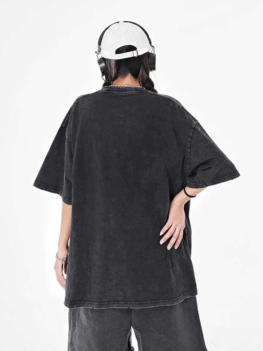 OEM Service Street Wear Oversized Custom Your Logo Brand Heavy Cotton T Shirt Acid Wash Tshirt Crop Top Manufacturer