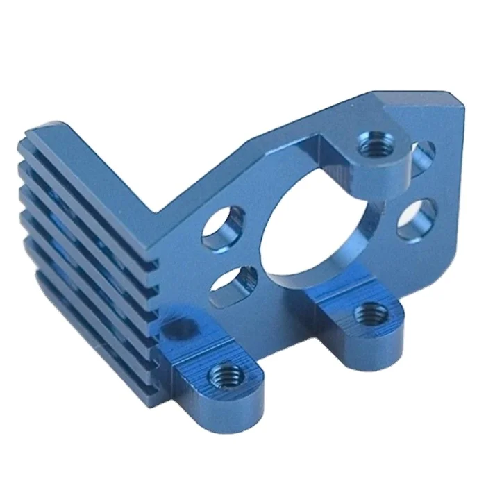 Good quality CNC Machined Blue aluminum radiator heat sink Right Angle motor mount base auto accessories