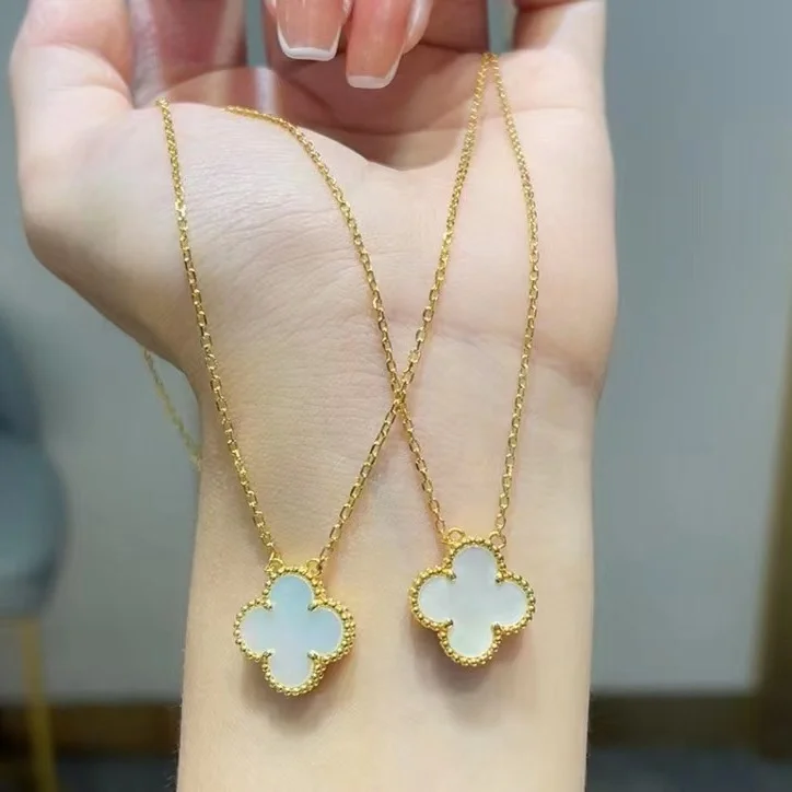 FN01 925 Sterling Silver Four Leaf Clover Necklace Jewelry