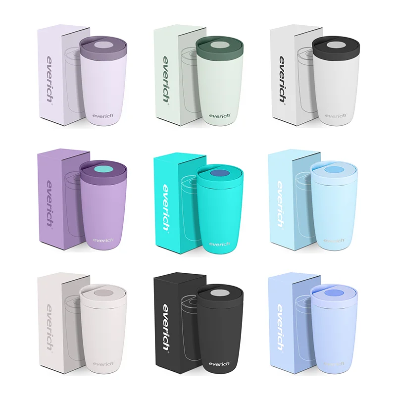 ODM 12oz Wide Mouth Coffee Mug Double Wall Stainless Steel Insulated Coffee Mug  Custom Logo Printed with Special Press Lid