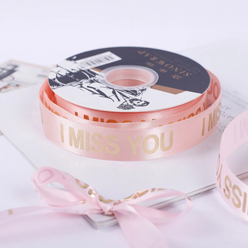 High Quality Custom Printed Logo Satin Ribbon Single Side Satin Ribbon 100% Polyester White Satin Ribbon