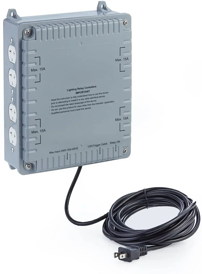 8-Light Controller,  8000w High Power HID Master 120v~240v Grow Light Relay Controller w/120 Volt Trigger Cable for Hydroponics