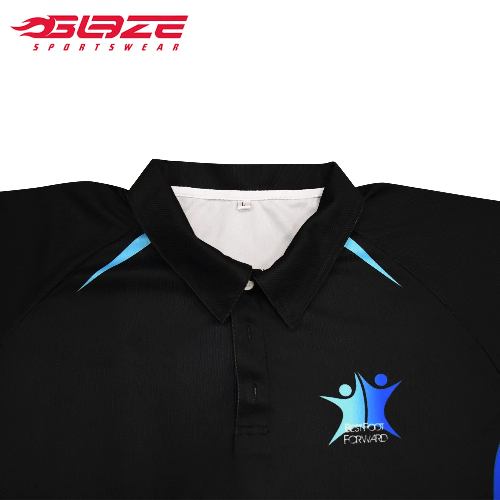 Customized logo short sleeve plain black golf polo shirt men