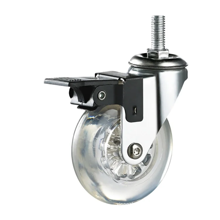 Universal mute casters wheel pu roller wheels light weight transparent furniture office chair caster wheel