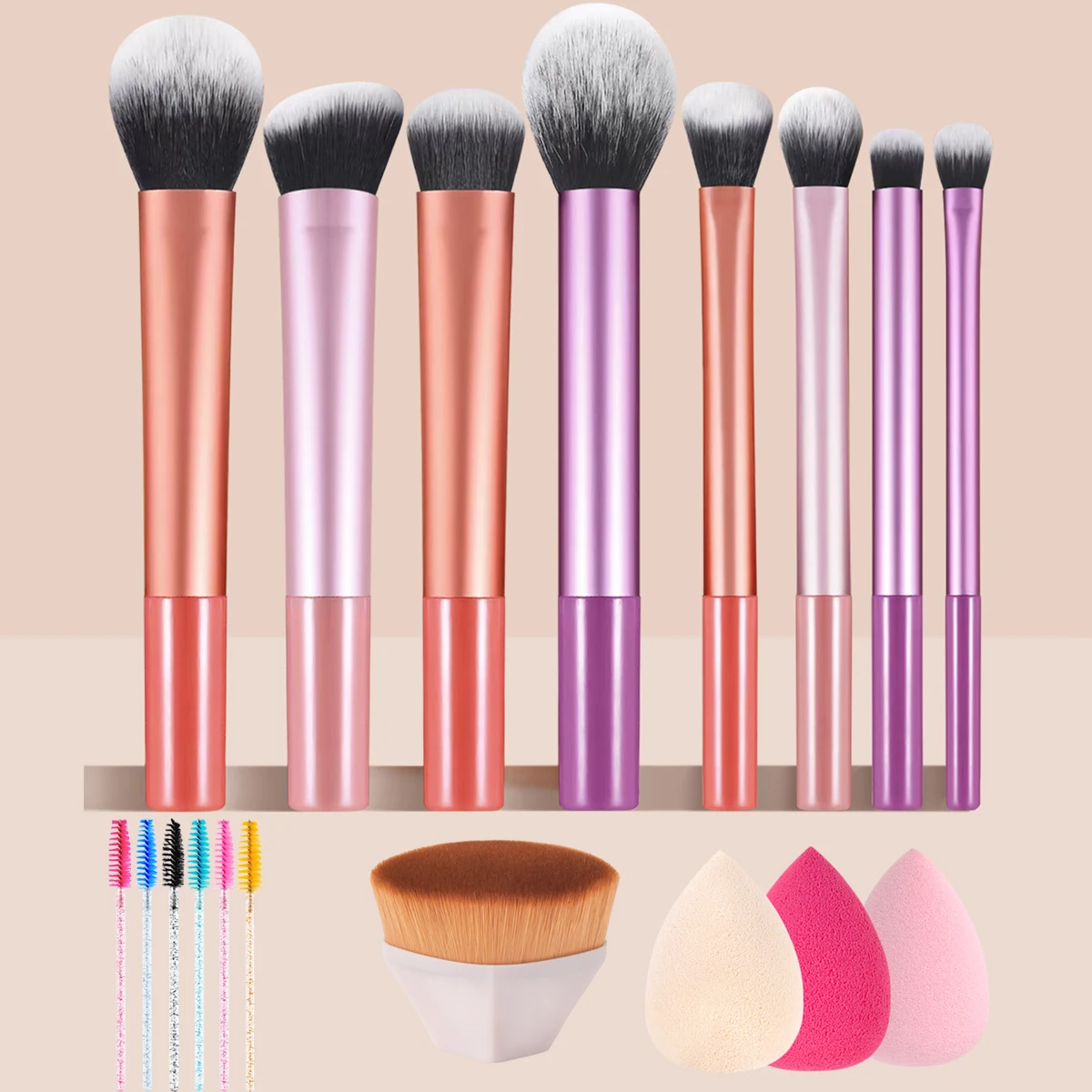 hot sale Beauty and personal accessories makeup brush set with cosmetics bag professional 8pcs makeup brushes with makeup sponge