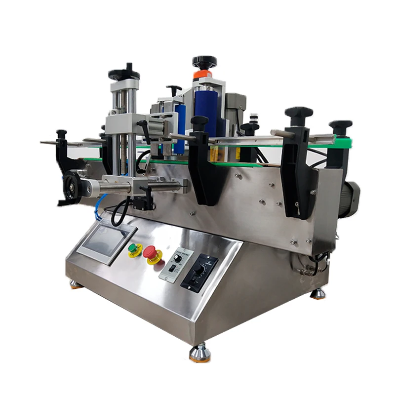 Small production line automatic milk Juice Cola Sprite round bottle positioning sticker machine