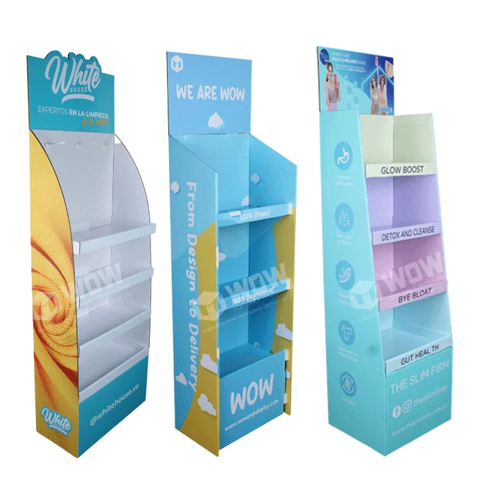 Customized Eco-friendly Corrugated Cardboard Display Stands Floor Standing Pop-up Marketing Shelves Suitable for Retail Stores