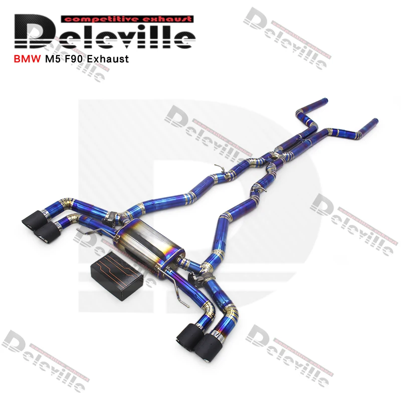 Выхлопные трубы Valvetronic из титана Catback для BMW M5 F90 4 T 2018-2023 выхлопные наконечники углеродного волокна