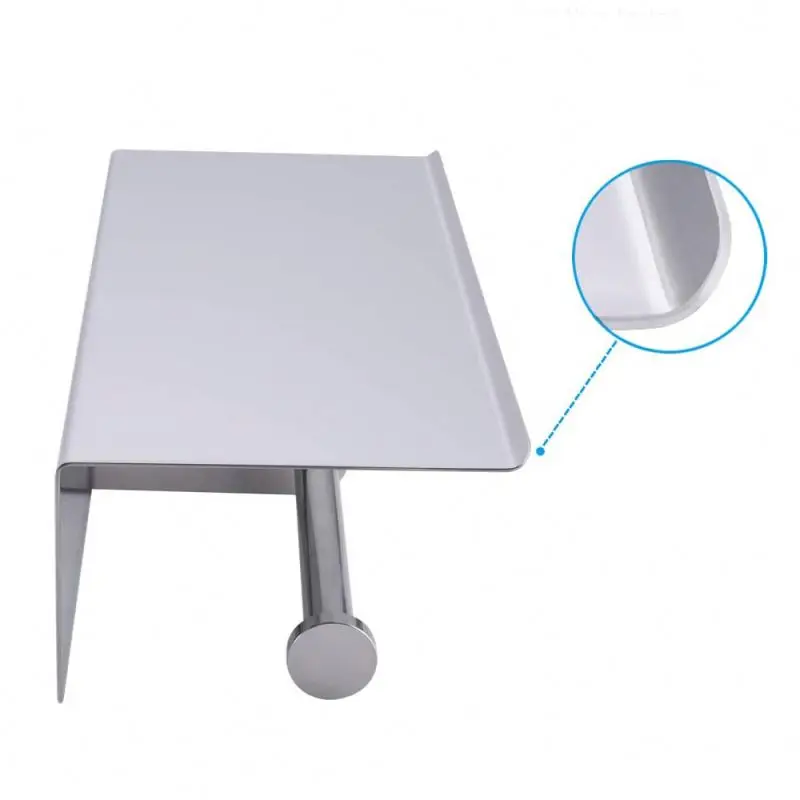 Double Toilet Paper Holder with Shelf Polished Chrome SUS304 Stainless Steel Contemporary Bathroom Tissue Roll Holder Cell Phone