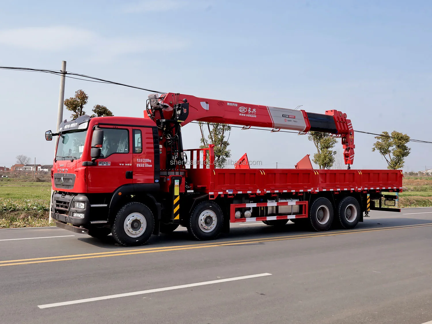 HOWO cargo truck with Shenbai Truck Mounted Crane 18 ton 20 ton hydraulic telescopic boom crane for sale