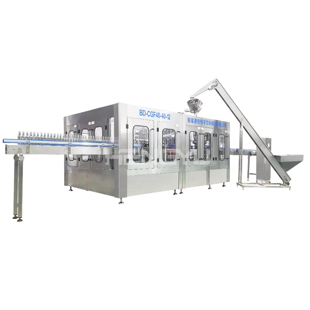 Glass bottle sparkling water carbonated soft drink filling CO2 gas soda water making machine