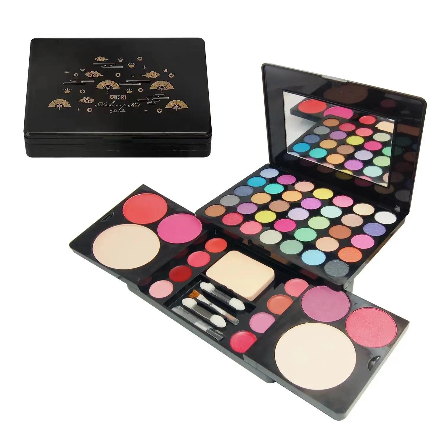 DX makeup kits all in one 35 color eyeshadow 4 color blush lipstick highlights powder puff makeup brush makeup set with mirror