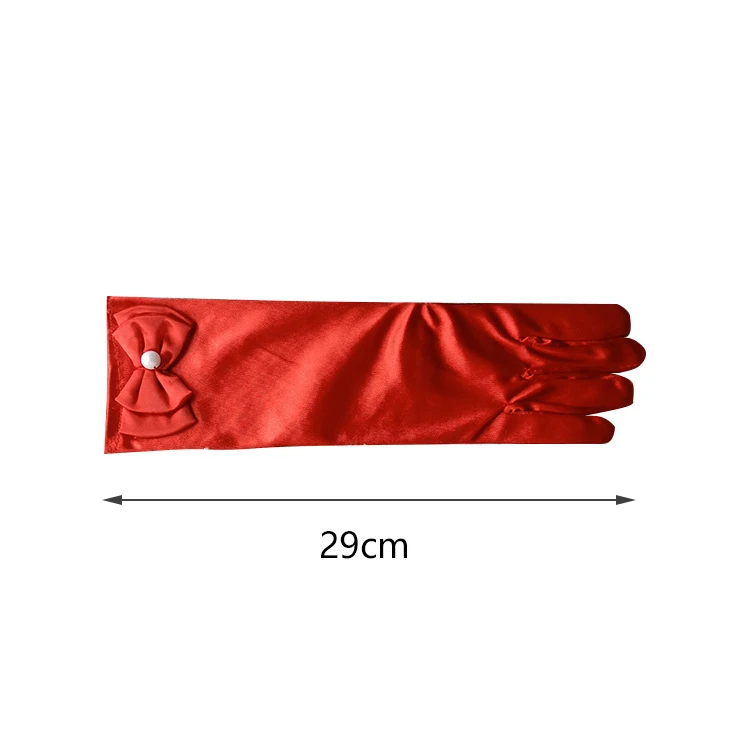 Kids Princess Long Satin Girls Dress Up pearl Bows Glovesed Crown Wand Accessories Sets Halloween Costume Carnival Party