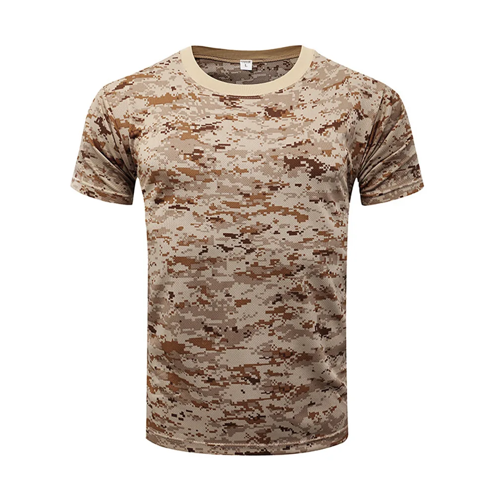 Camouflage short sleeved t-shirt outdoor enthusiast quick drying loose fit training t shirt  green tactical uniform T-shirt
