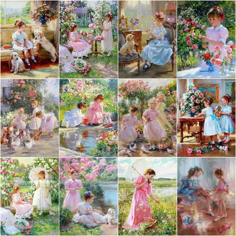 Best-selling lovely children pattern design customized made diy digital oil painting by numbers without frame