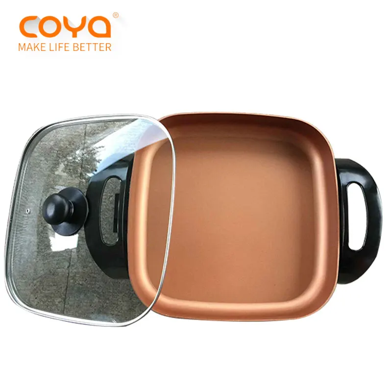 
Square electric fry pan non stick coated thermostat control cookware fry pan Electric Skillet 