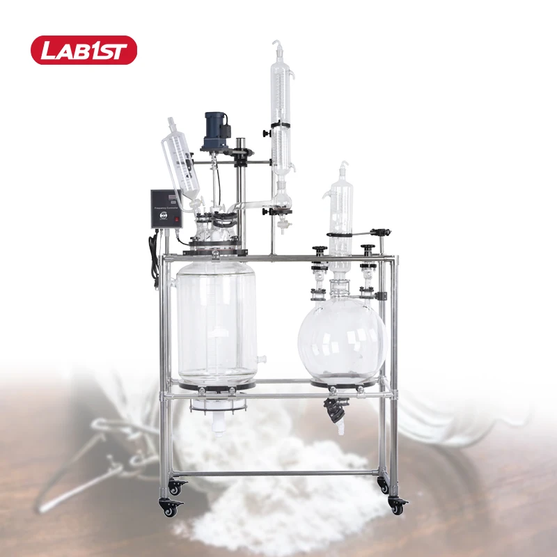 5l 10l 30l 30 L 100l 5 50 100 Liter Lab Industrial Vacuum Heated Jacketed Sealed Crystallization Filter Glass Reactor
