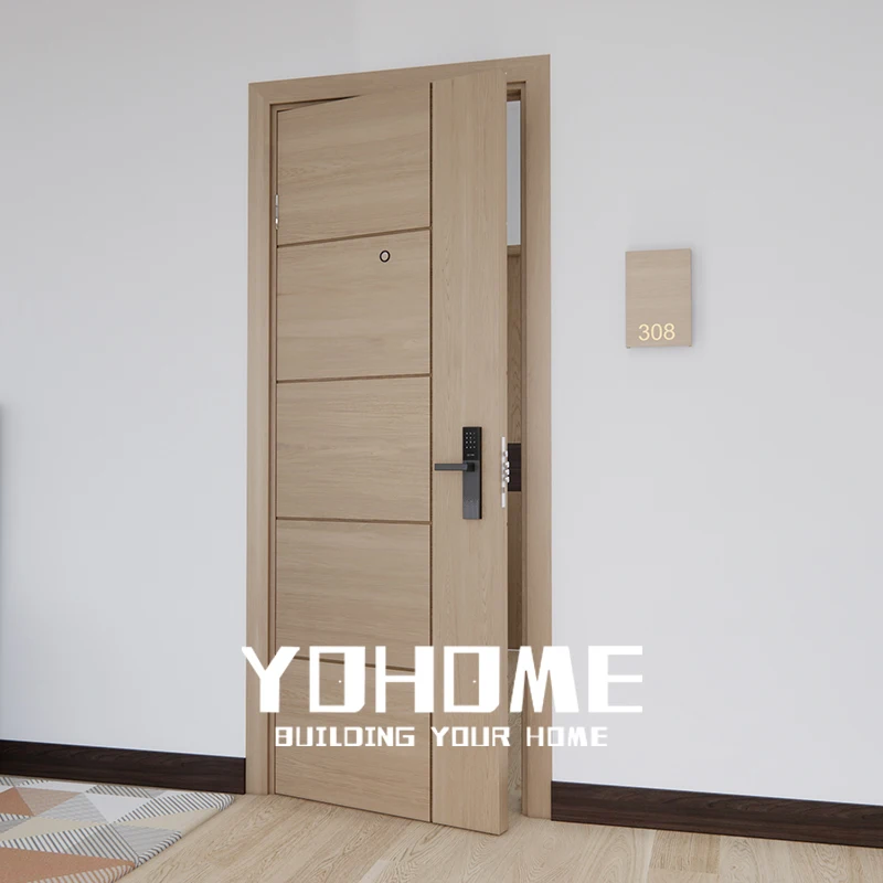 Shanghai fire doors mineral core apartment wooden doors design 20 30 45 60 mins wooden doors for hotel rooms
