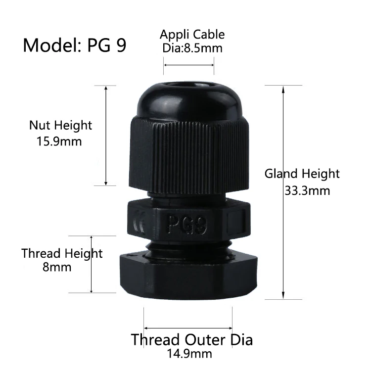 PG9 waterproof cable gland connector