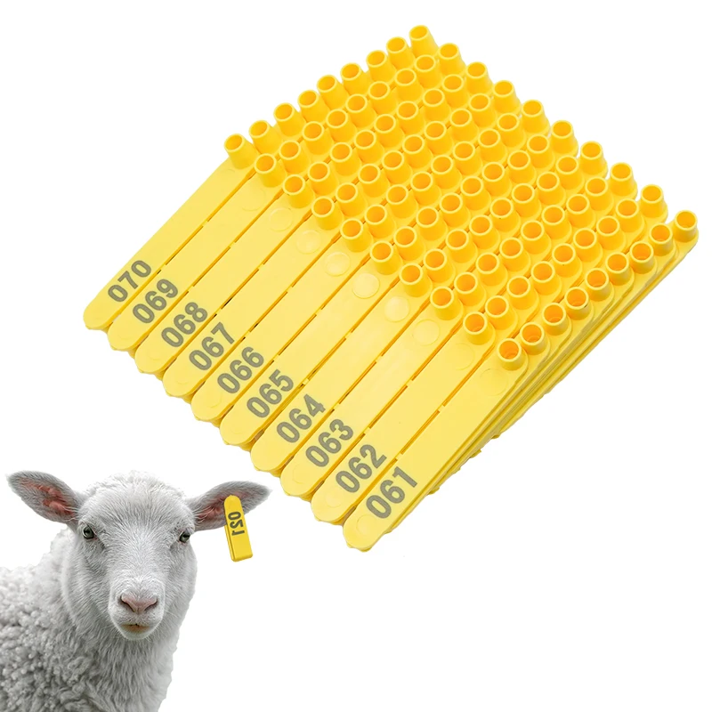 Strip Shape Livestock Sheep Goat Tags Laser Printer Yellow color  Sheep Goat Ear Tracking Tag with Number