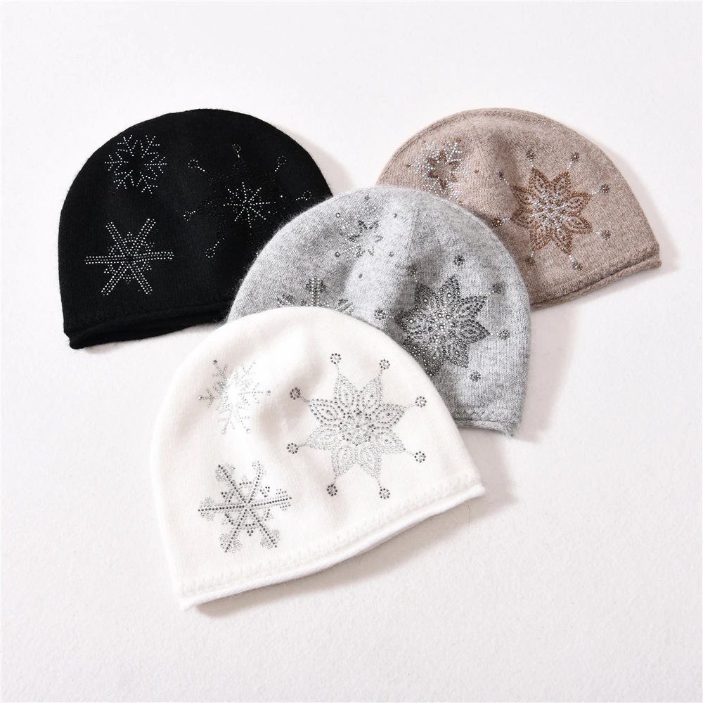 Womens Custom Logo Wholesale Bulk Winter Beanie Sport Double layer Thick Warm Soft Cashmere Beanie Cap Knit Winter