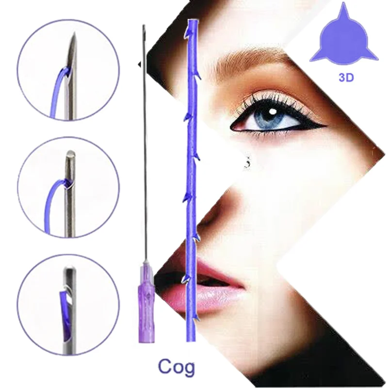 Эффективный рассасывающиеся fios PDO 3D 4D 6D COG нити с половиной blunt cannula иглы для тела 21 г 60