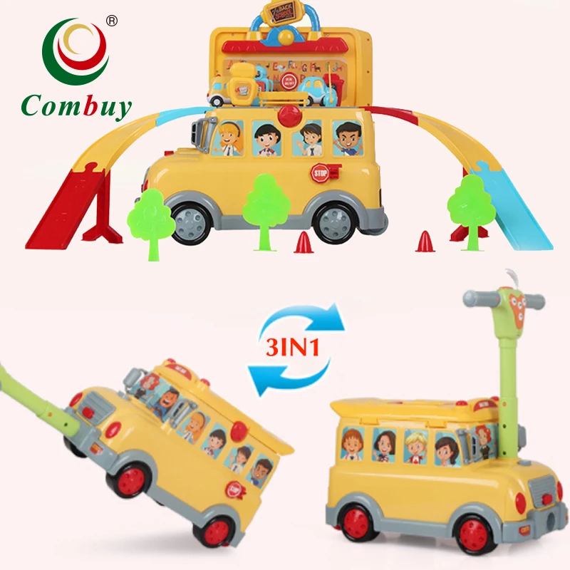 Забавный Электрический детский набор для езды на школьном автобусе Игрушечный трек