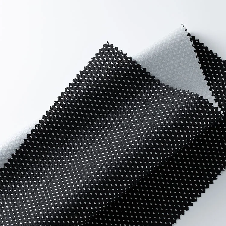 
2021 new Black bullet mesh composite waterproof and breathable PU film polyester mesh fabric 