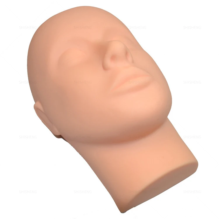 SHI SHENG Practice Silicone Lash Flat Eyelashes Training Mannequin Head for Make Up Half Mannequin Head