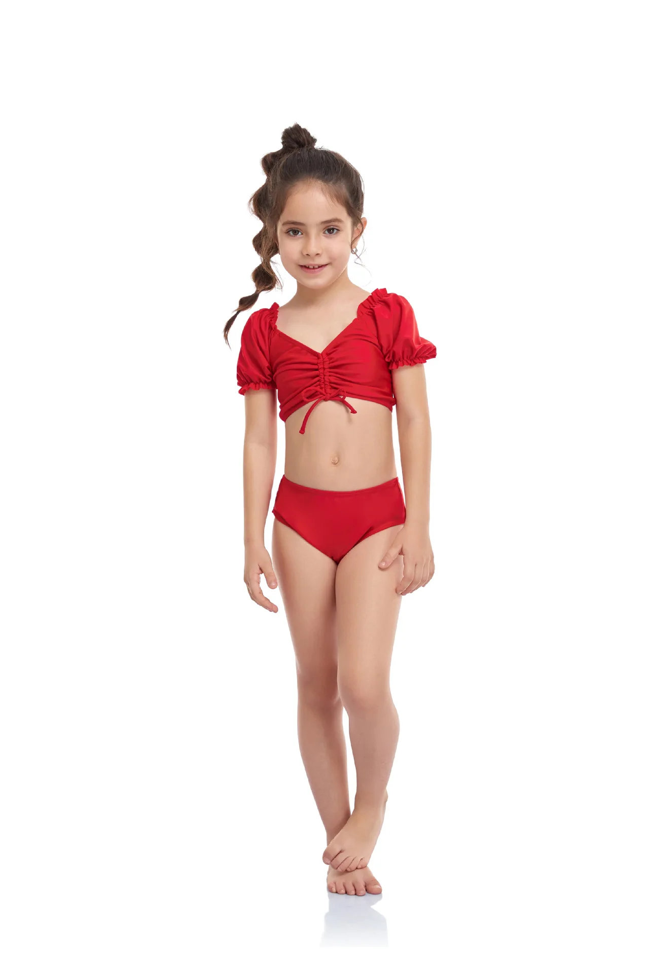 Teen Girl Bikini Kids Swim Trunks Newborn Swimwear Puff Sleeve Split Swimsuit For Children Swim Suit
