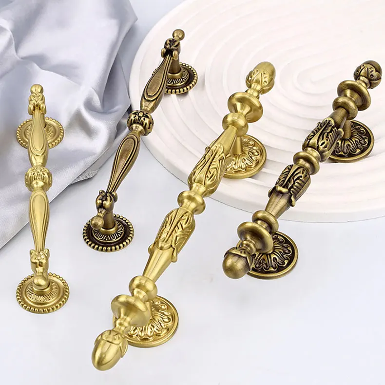 Residential Kitchen Gold Popular Furniture Handles French Brass Wardrobe Cabinet Antique Brass Big Door Handle