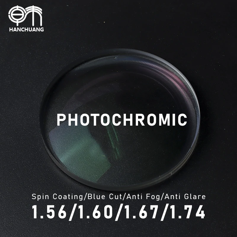 all index photochromic in car 1.60/1.67/1.74 anti blue light photo gray spin coating SHMC driving ophthalmic lenses