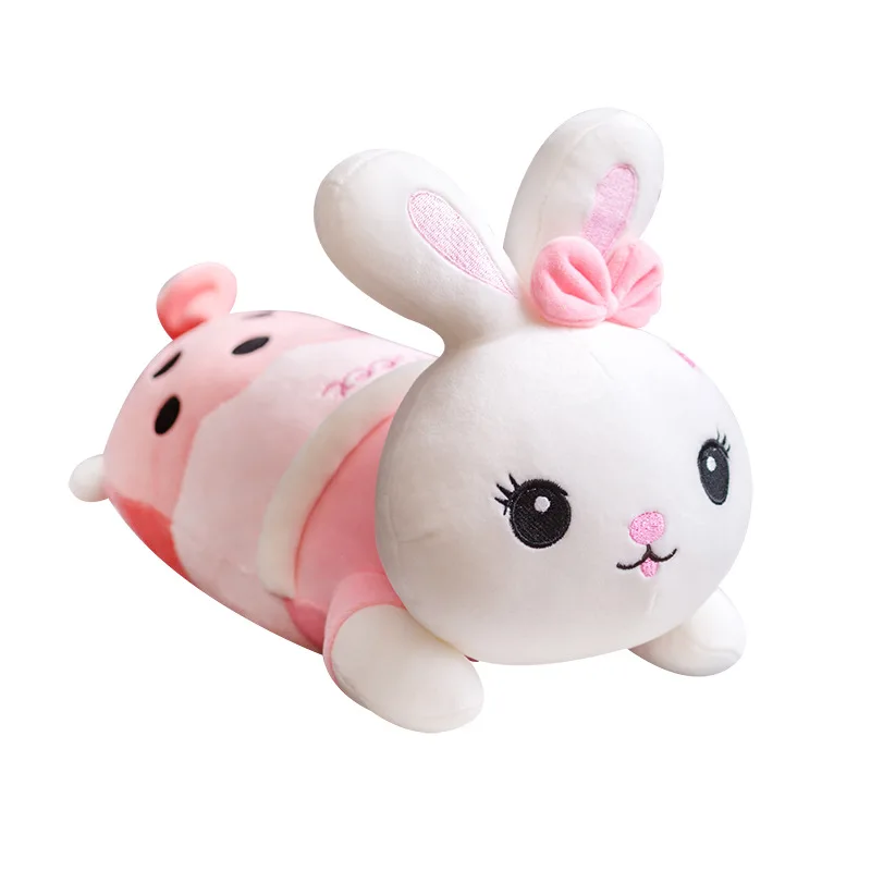 Milk Tea Puppy Rabbit Long Throw Pillow Plush Toys Wholesale Sleep Creative Cartoon Nap Pillow Sofa Rabbit Doll