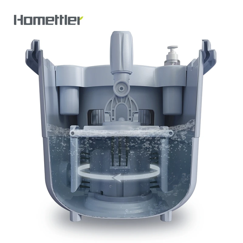
Homettler new microfiber wet and dry 360 wash flat mop bucket for floor cleaning magic mop Folding flat mop buket 
