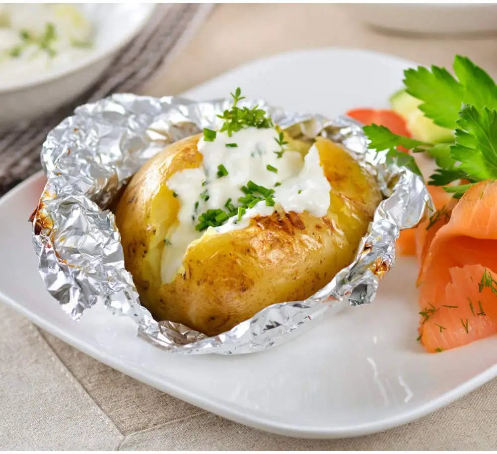 10 micron 7.5m Recyclable Aluminum Foil in Rolls Disposable Food Packaging For Grill 1235 8011 Alloy