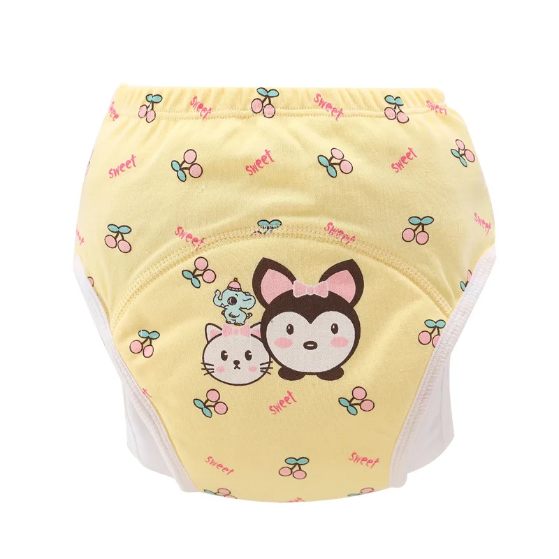 Babyshow Child Pure Cotton Print Training Pants Soft Cloth Learning Diaper for 0-8 Years Old Washable Breathable Learning Nappy