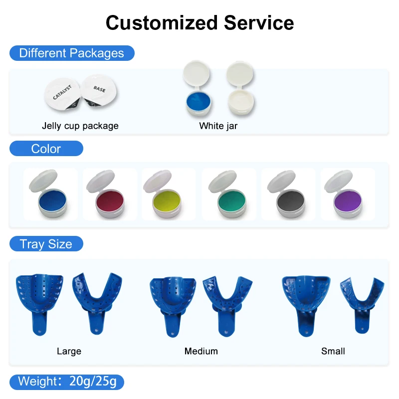 Dental Lab Disposable Veneer Snap On Grillz Mold Silicone Material Putty Trays Base Catalyst Dental Impression Kit Private Label