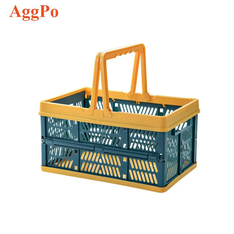 Portable Folding Basket with handle Portable Food Storage Basket  Outdoor Carry Travel  camping Picnic Basket