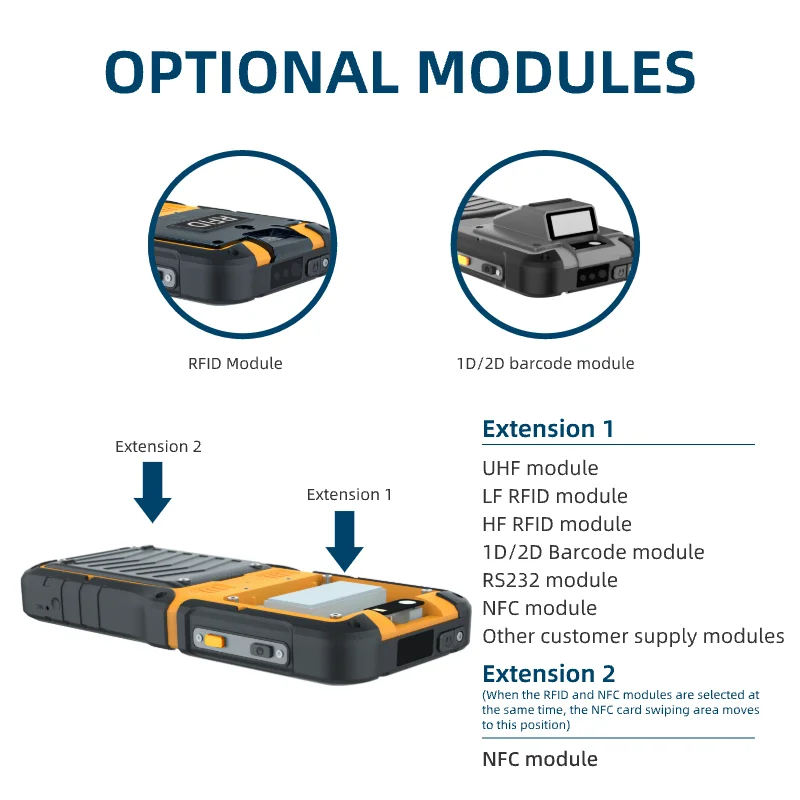 HUGEROCK S50 For Professional Droproof Dual Sim Card long-life 5000mAh battery nfc Management Scanner Barcode rfid reader rugged