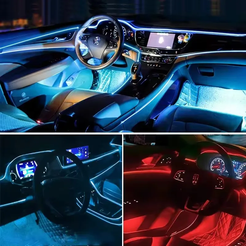 Best Seller 15ft/5m Cheap price EL car accessories LED lights interior neon atmosphere lighting Automobile interior refit