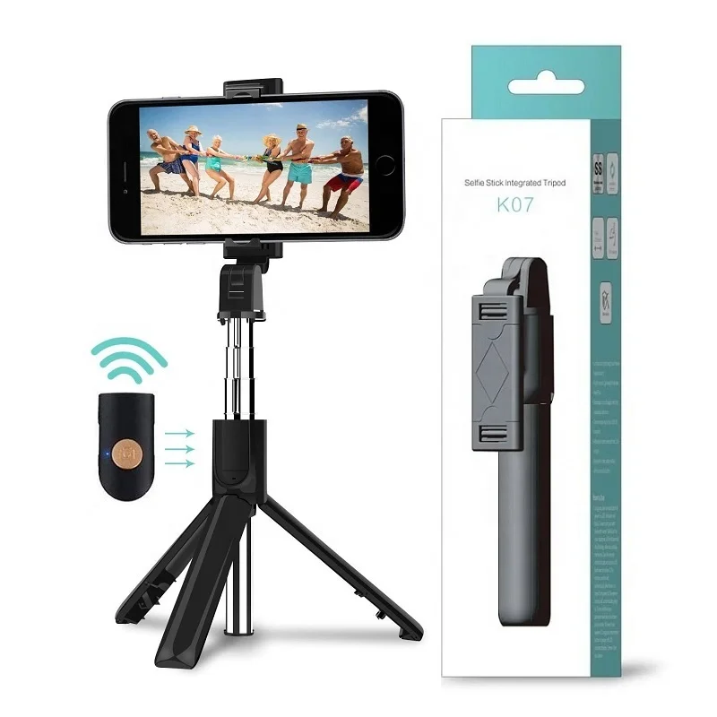 
K07 Mini Wireless Bluetooths Selfie Stick Tripod 3 in 1 with Remote for iPhone Samsung Smartphone 