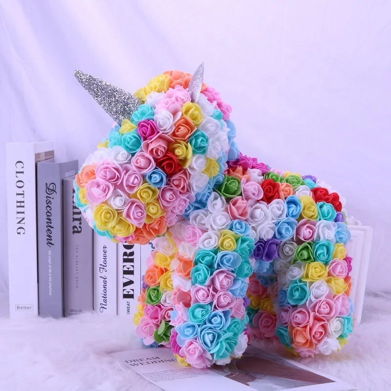 New Product  2022 30cm Teddy Bears Made From Roses With Rose Valentine Day Gift Preserved Flower Rose Unicorn