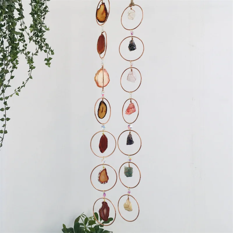 Wholesale raw crystal stone chips chakra window hanging crystals healing stones wall hanging decor