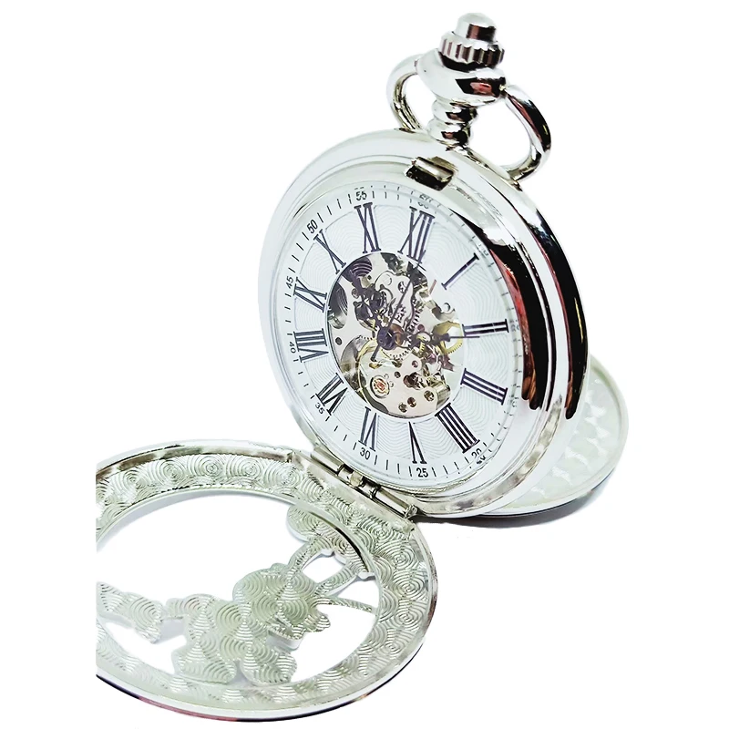 PM7079 Заводская поставка Модные двойные открытые антикварные мужские фирменные Механические карманные часы