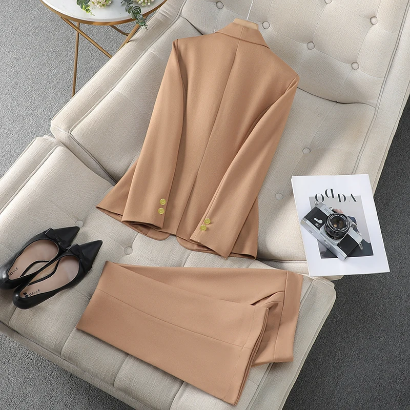 China Factory Patchwork Pant Suit 2-Piece Set with Simple Formal Blazer and Trouser Lady Design for Office Women