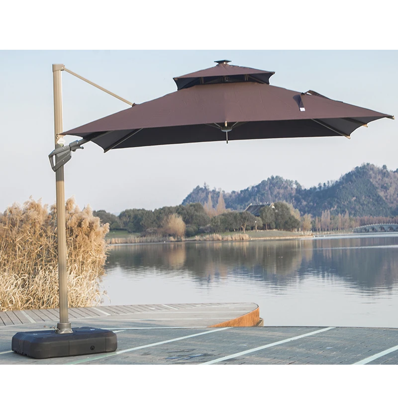 Glamping Custom Beach Umbrella Outdoor Solar Powered Led Light Patio Umbrella Garden Umbrella for Sale