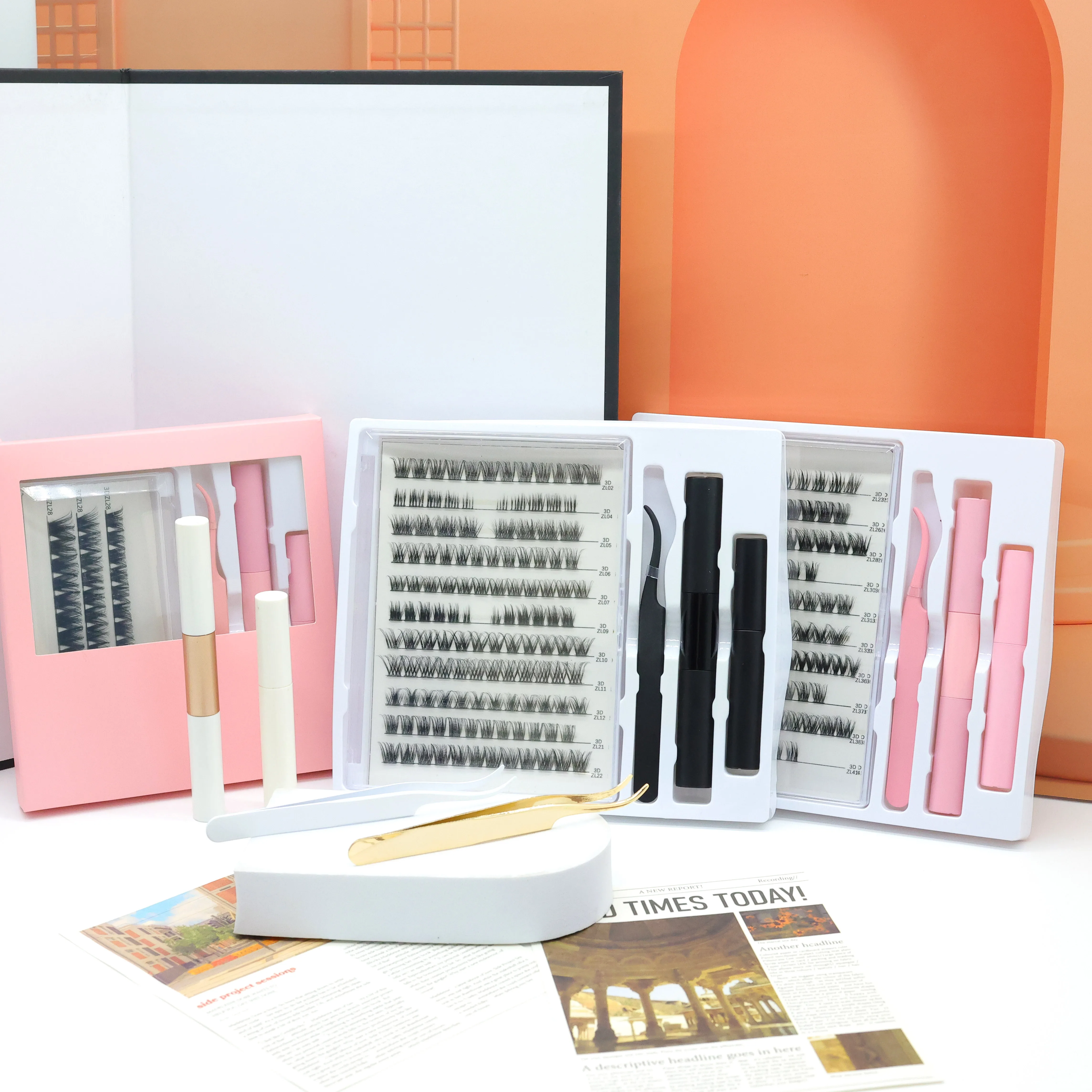 LASTWALL Diy Eyelash Extention Kit Pre Cut Segment Strip Lashes Custom Lashpackaging Box 8-16mm DIY Clusters Lashes Kit